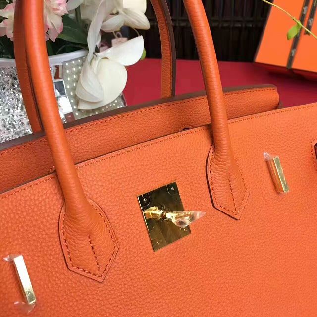 Hermes original togo leather birkin 25 bag H25-1 orange