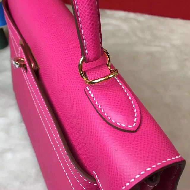 Hermes original epsom leather kelly 28 bag K28-1 rose red