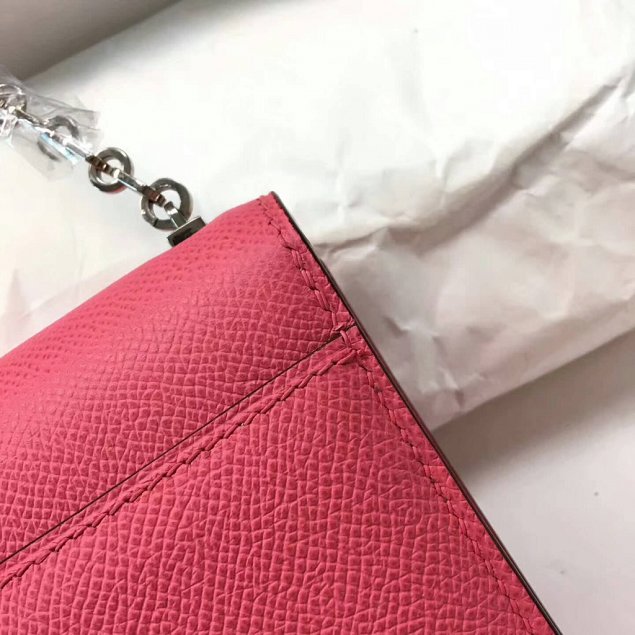 Hermes original epsom leather verrou chaine bag V23 rose red