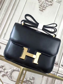 Hermes original box leather constance bag C024 black