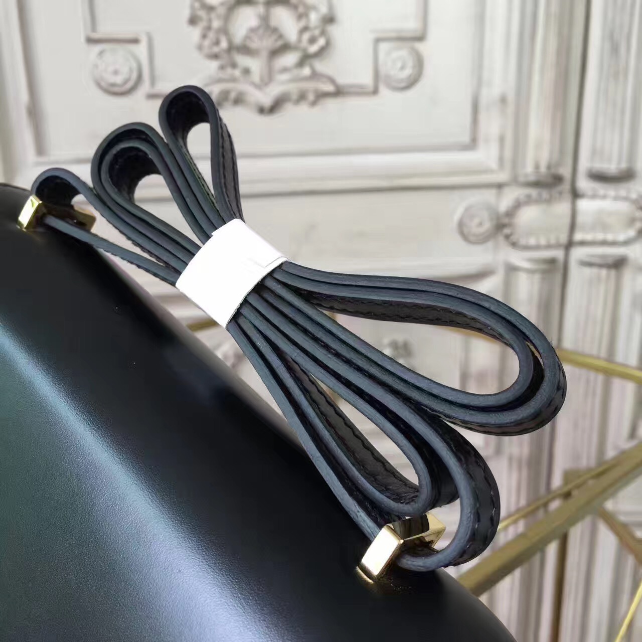 Hermes original box leather constance bag C024 black