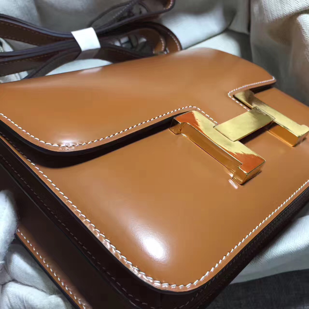 Hermes original box leather constance bag C024 coffee