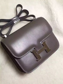 Hermes original box leather constance bag C024 gray