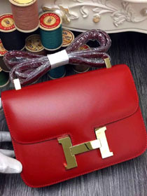 Hermes original box leather constance bag C024 red