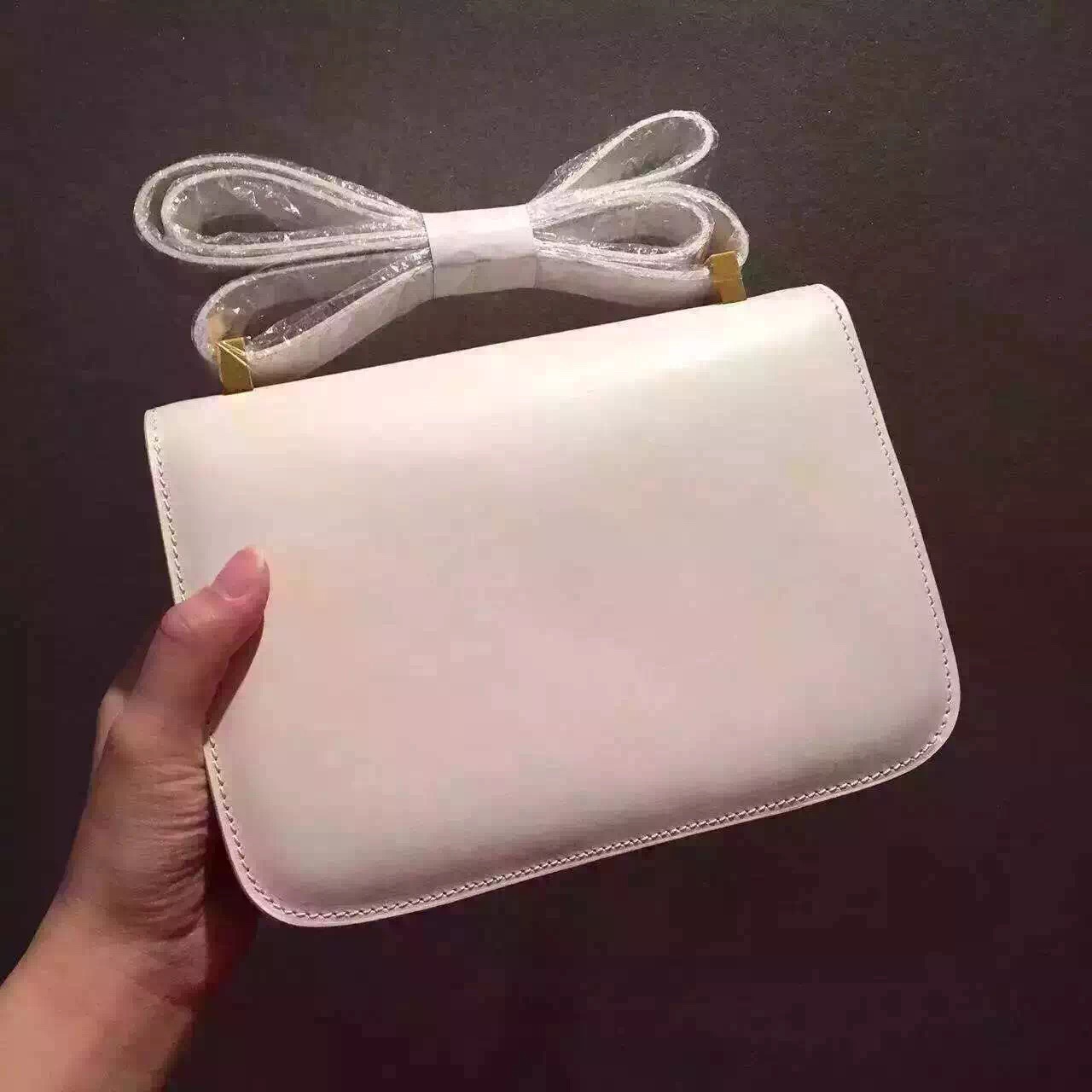 Hermes original box leather constance bag C024 white