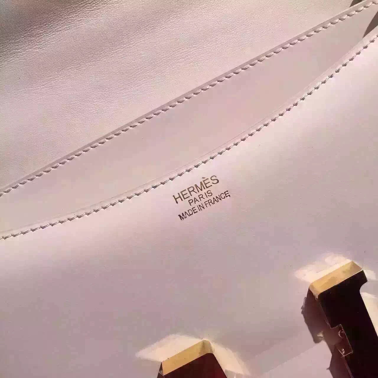 Hermes original box leather constance bag C024 white