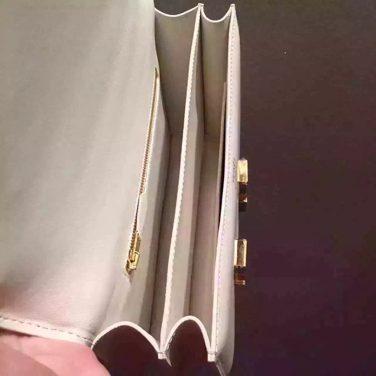 Hermes original box leather constance bag C024 white