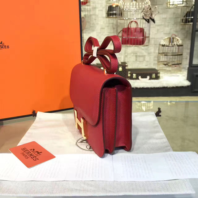 Hermes original epsom leather small constance bag C019 rouge casaque