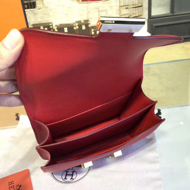 Hermes original epsom leather small constance bag C019 rouge casaque