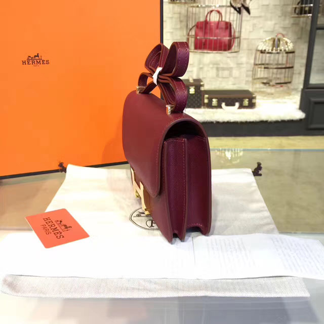 Hermes original epsom leather small constance bag C019 bordeaux
