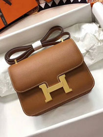 Hermes original epsom leather small constance bag C019 gold brown