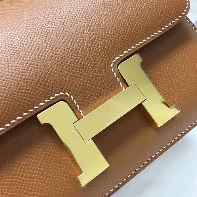 Hermes original epsom leather small constance bag C019 gold brown