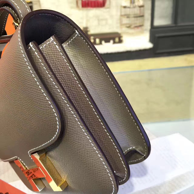 Hermes original epsom leather small constance bag C019 etoupe grey