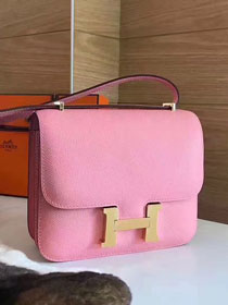 Hermes original epsom leather small constance bag C019 rose confetti