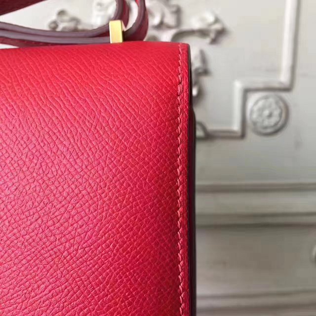 Hermes original epsom leather small constance bag C019 red