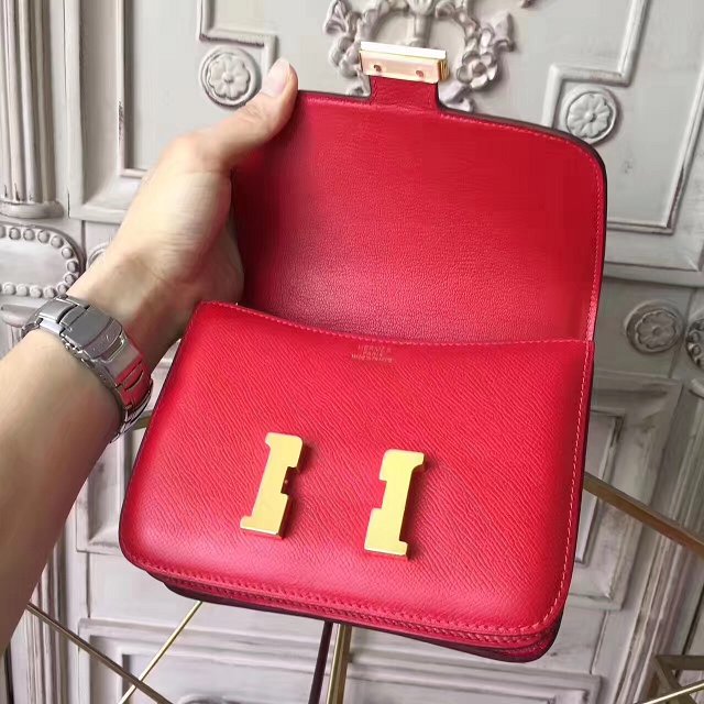 Hermes original epsom leather small constance bag C019 red