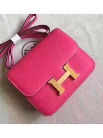 Hermes original epsom leather small constance bag C019 rose red