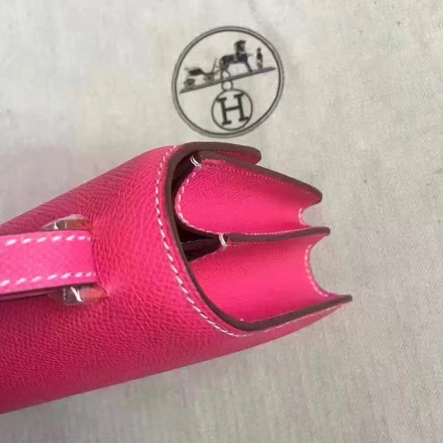 Hermes original epsom leather small constance bag C019 rose red