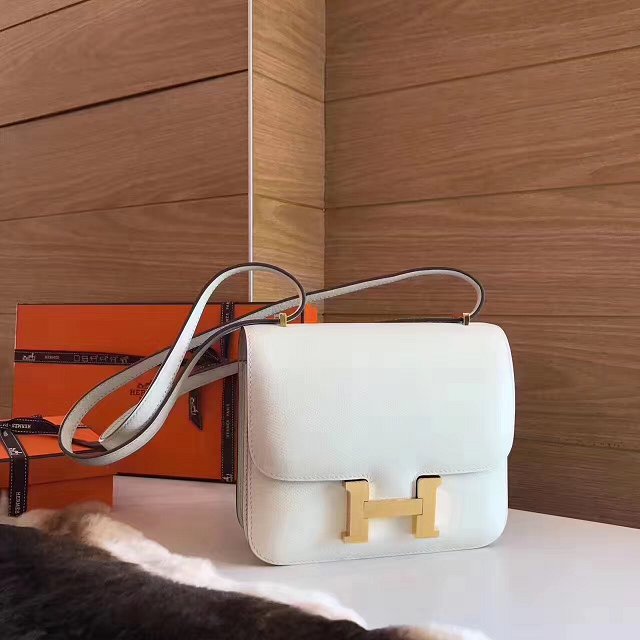 Hermes original epsom leather small constance bag C019 white
