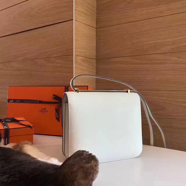 Hermes original epsom leather small constance bag C019 white