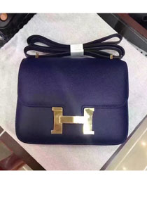 Hermes original epsom leather small constance bag C019 navy blue