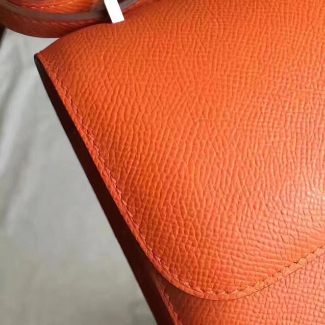 Hermes original epsom leather small constance bag C019 orange