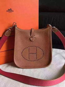 Hermes original togo leather mini evelyne tpm 17 shoulder bag E17 brown