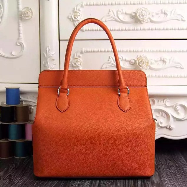 Hermes original togo leather toolbox handbag T31 orange