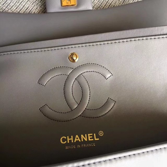 CC original lambskin medium double flap bag A1112-3 gray