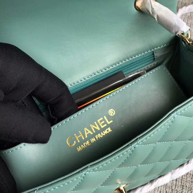 CC original lambskin mini flap bag A69900 lake blue