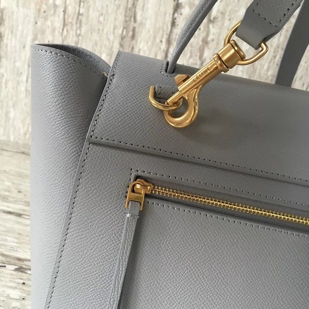 Celine original grained calfskin micro belt bag 189153 light grey