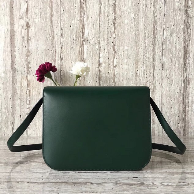 Celine original liege calfskin large classic bag 11045-1 blackish green