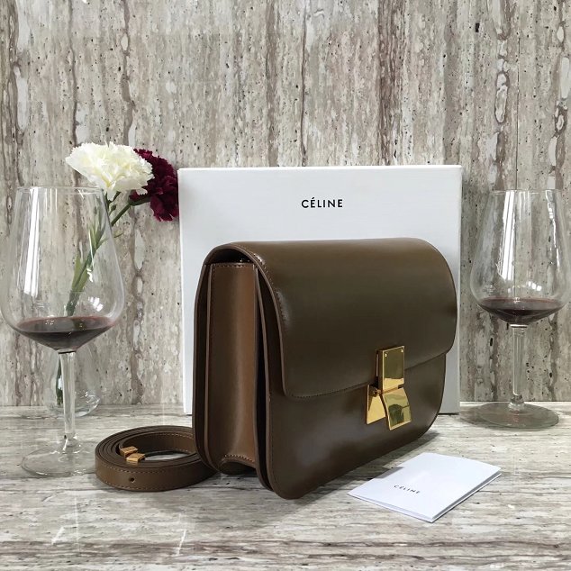 Celine original liege calfskin large classic box bag 11045-1 caramel
