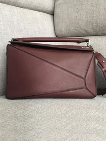 Loewe original calfskin medium puzzle bag A510P49 burgundy