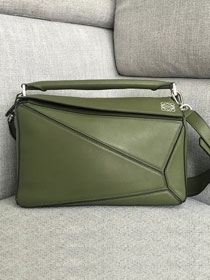 Loewe original calfskin medium puzzle bag A510P49 olive