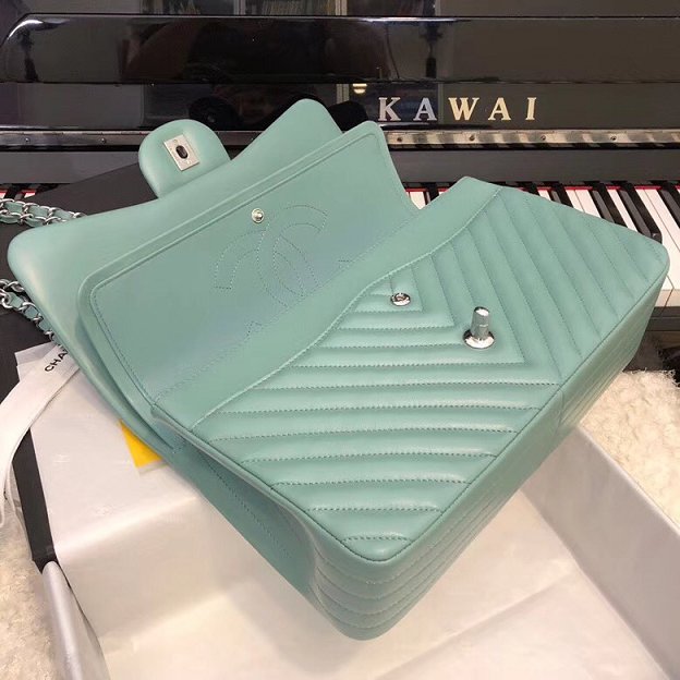 CC original lambskin large double flap bag A58600-3 lake blue