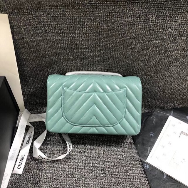 CC original lambskin leather mini flap bag A69900-4 lake blue