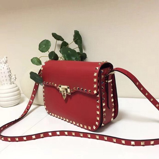 Valentino original calfskin rockstud shoulder bag 0125 red