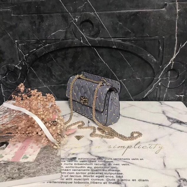 Valentino original lambskin rockstud small chain bag 0123 grey