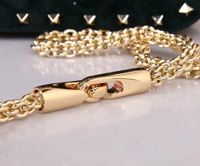 Valentino original suede rockstud small chain bag 0123 blackish green