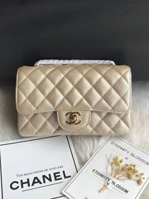 CC original grained calfskin mini flap bag A69900 gold