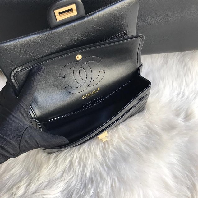 CC original aged calfskin 2.55 flap handbag A37586 black