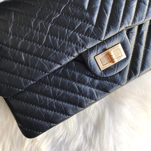 CC original aged calfskin maxi 2.55 flap handbag A37590 black