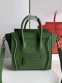 Celine original grained calfskin nano luggage bag 189243 green