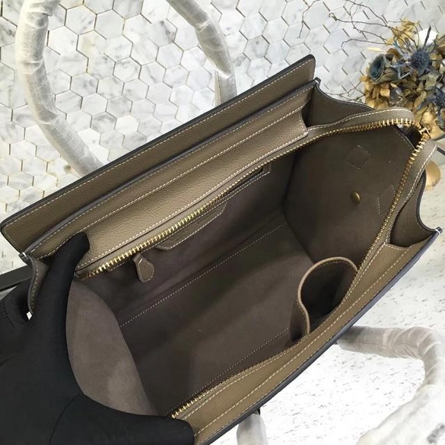 Celine original grained calfskin micro luggage handbag 189793 grey