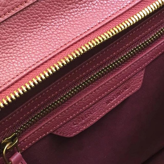 Celine original grained calfskin micro luggage handbag 189793 wine red