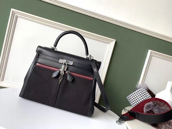 Hermes original swift leather lakis kelly 32 bag H21028 black