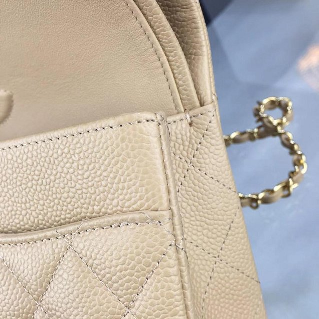 CC original handmade grained calfskin medium flap bag HA01112 apricot