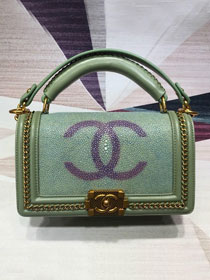 CC original stingray skin boy handbag A94804 army green