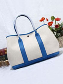 Hermes original canvas small garden party 30 bag G30 white&royal blue
